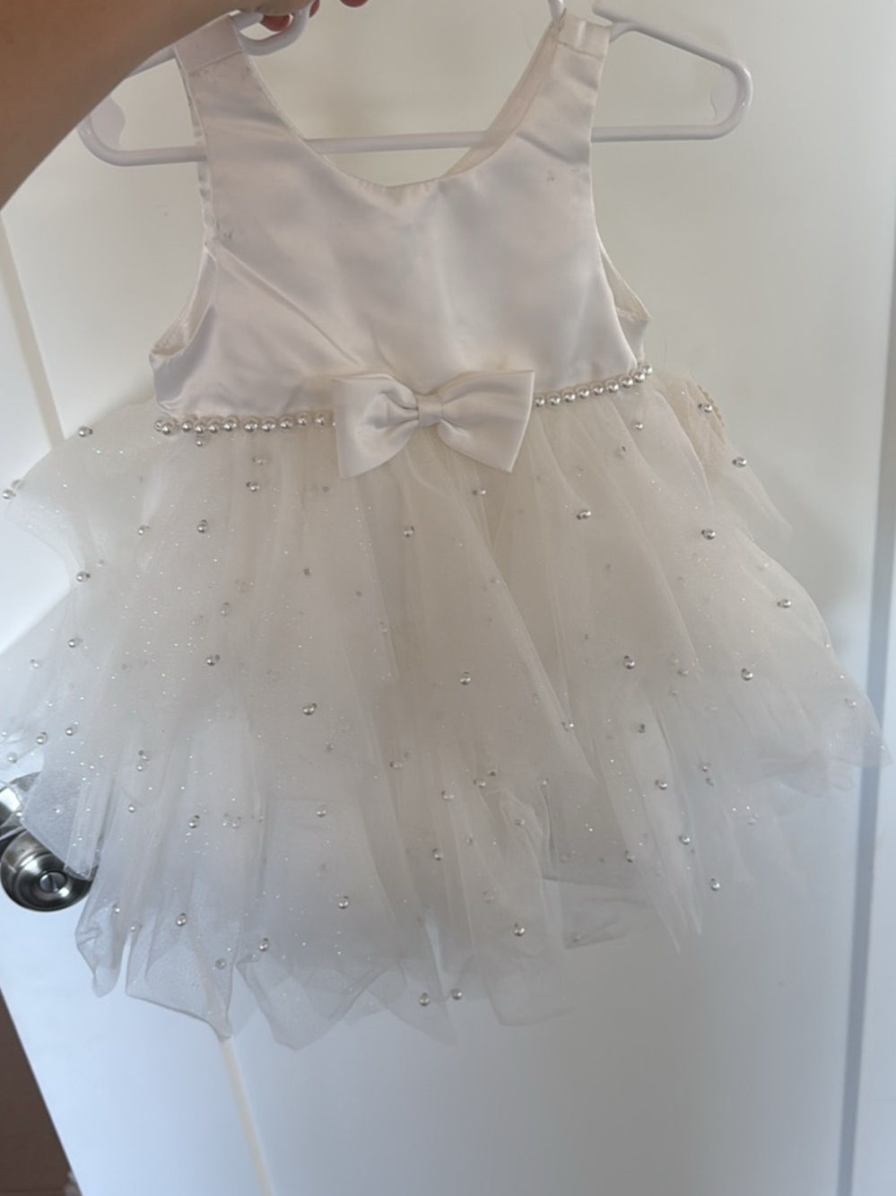 24 months White Girls' Pearl-Tulle Party Dress with Bow, NWT, American Princess